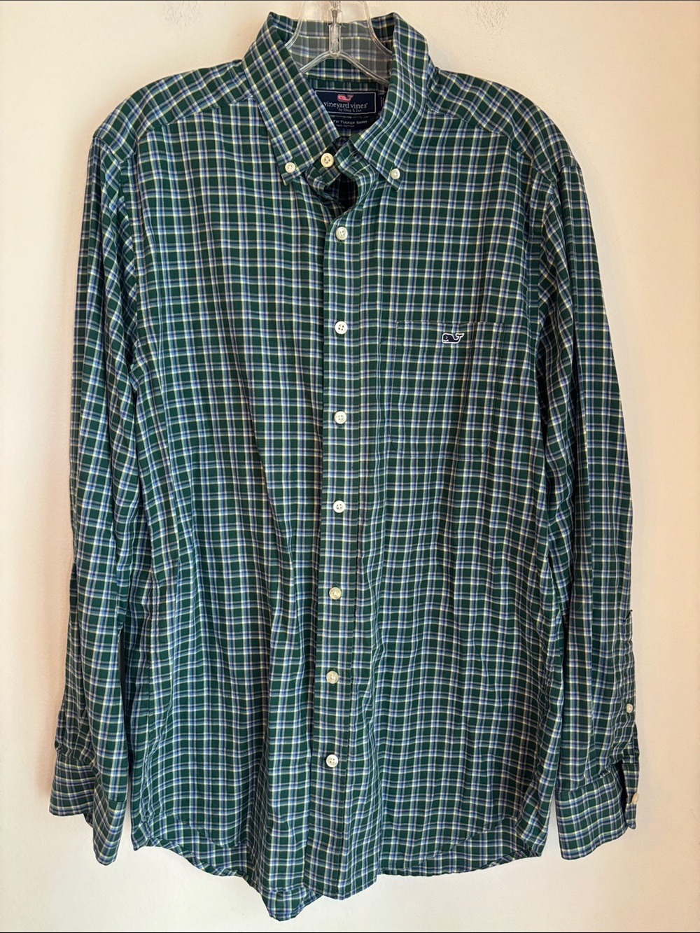Vineyard Vines flannel cotton Green Navy Plaid Button-Down Shirt preppy men’s MD